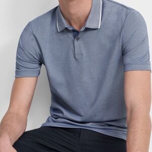 Theory Mens Light Blue Pique White Tipped Polo Size Xl Preppy Classic